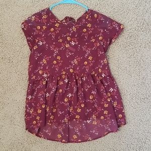 Maroon Floral High-Low Blouse